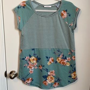 a.gain Striped and Floral Shirt